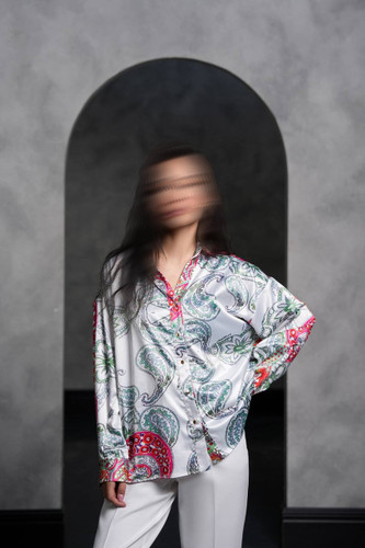 شومیز ساتن طرح دار307313